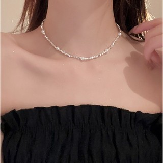 vòng cổ ngọc trai Hàn Quốc và dây chuyền bạc nữ cá tính đẹp choker cổ thời trang