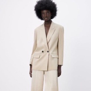 Áo blazer Zara made in Morocco full tag made Morocco oversize hai hàng khuy đơn