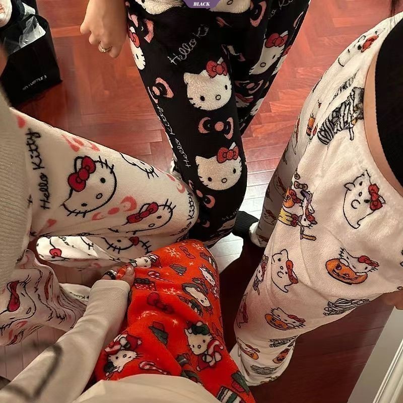 Hellokitty Girls Quần Ngủ Người Nhện Dễ Thương Nhung San Hô Hoạt Hình Nhà Ấm Áp Quần Nhà [BL]