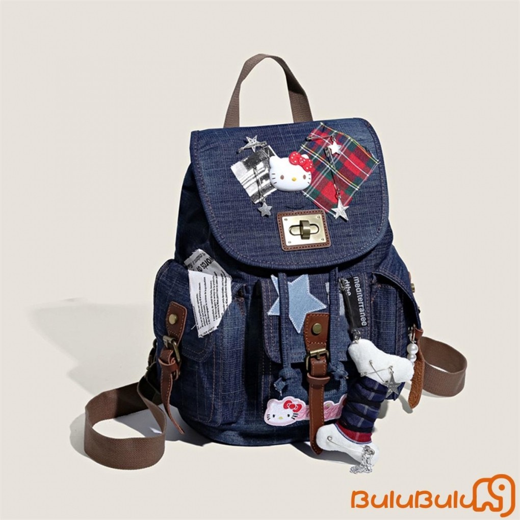 Ba lô Denim nữ quyến rũ xương - Ba lô thông thường Quà tặng sành điệu cho sinh nhật