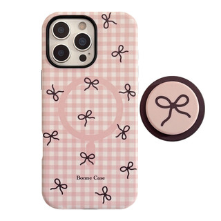 [Sheren] Vỏ điện thoại giá đỡ nơ kẻ sọc Thích hợp cho i17 16 15 14 13 12 11 pro max Vỏ bảo vệ chống sốc