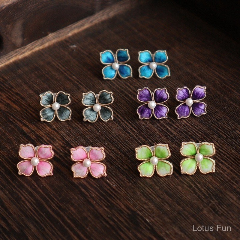 Không Vật Chất Văn Hóa Sáng Tạo Lụa Nhung Hoa Handmade Bông Tai Hoa Cung Điện Cổ Điển Hanfu Sườn Xám Cưới Cô Dâu Phụ Kiện Tinh Tế Thanh Lịch Bông Tai Mini