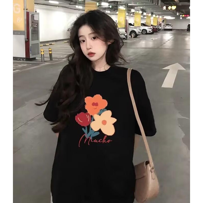 1808  Áo thun nữ tay ngắn mùa hè kiểu mới size nhỏ, nhẹ nhàng, cotton nguyên chất, tay ngắn, đa năng, giản dị, áo đẹp