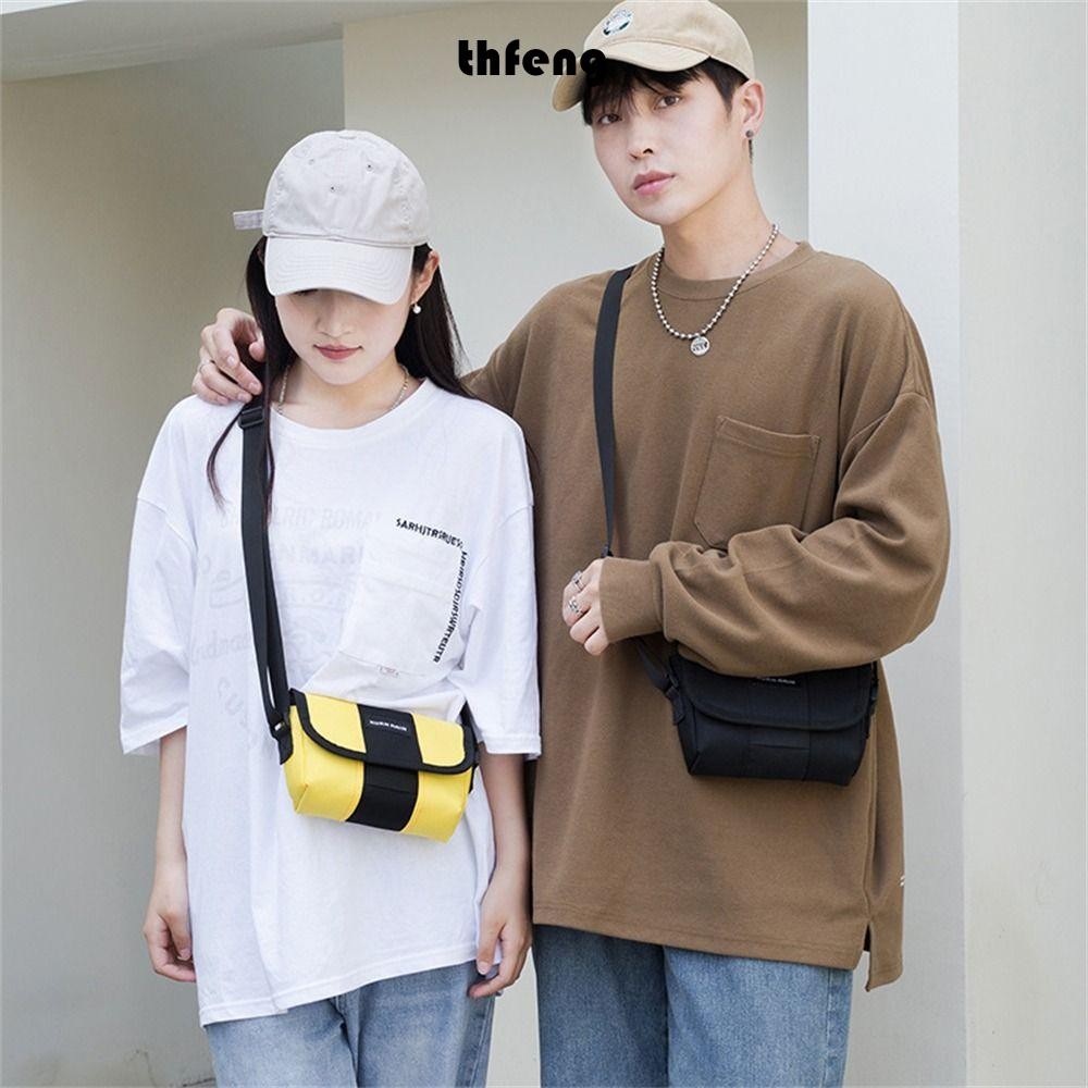 Túi xách THFENG, Túi đeo vai màu trơn bằng Nylon, Túi đeo chéo chống nước thông thường dành cho nam giới