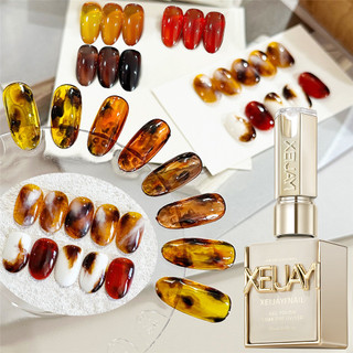 XEIJAYI Gel móng tay bán trong suốt hổ phách, caramel trà nâu, keo quang trị liệu nghệ thuật, dùng cho tiệm móng