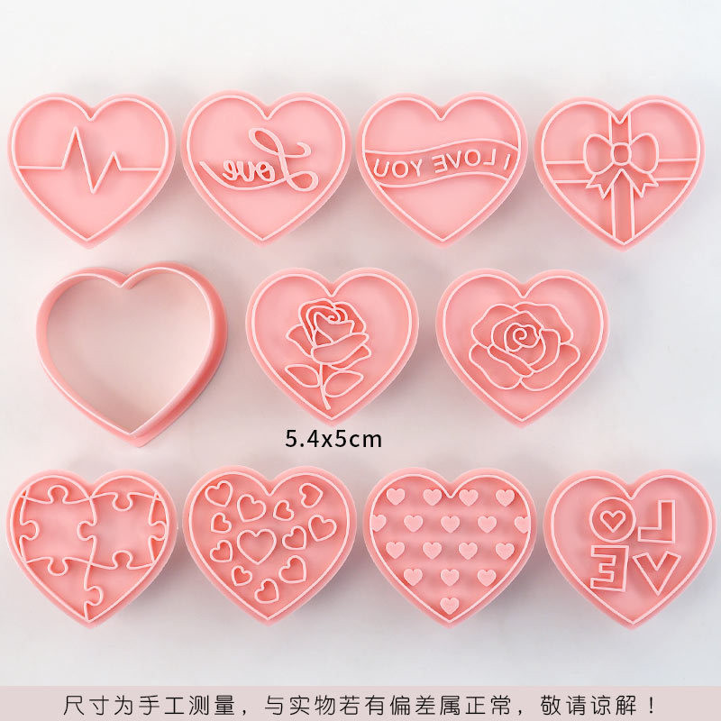10 Cái / bộ Ngày Lễ Tình Nhân Khuôn Bánh Quy Hình Trái Tim Tình Yêu Bánh Quy Cắt DIY Fondant Bánh Nướng Khuôn