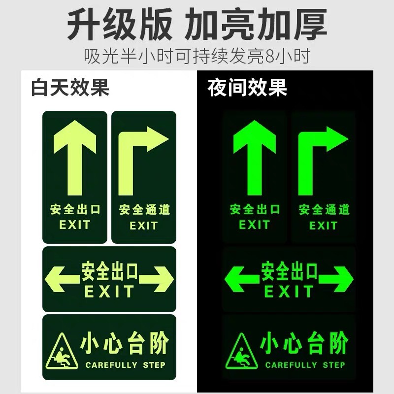 T32EXIT nhãn hiệu hướng về phía trước, nhãn dán lối ra an toàn, nhãn dán chống mài mòn, nhãn dán tường dạ quang, nhãn dán QURC