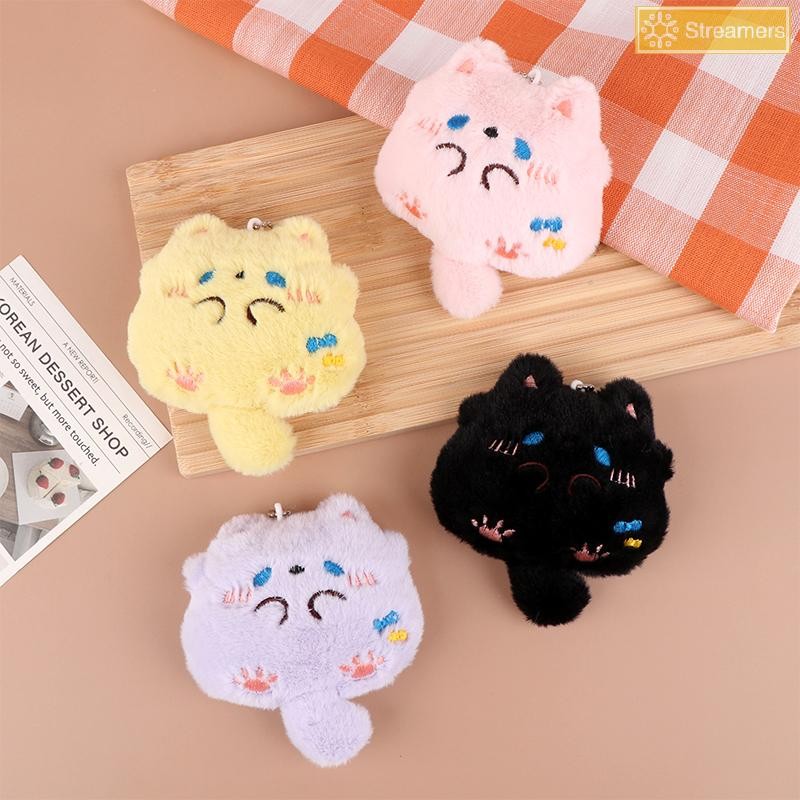 Streamers Squeaking Sang Trọng Mũm mĩm Mặt Dây Chuyền Hoạt Hình Mèo Con Mềm Nhồi Bông Búp Bê Móc Khóa Xe Chìa Khóa Ba Lô Túi Trang Trí Quà Tặng Mới