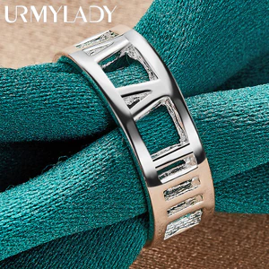 URMYLADY Bạc 925 Tròn Rỗng 5-10 # Nhẫn Nam Nữ Cưới Quyến Rũ Trang Sức Thời Trang