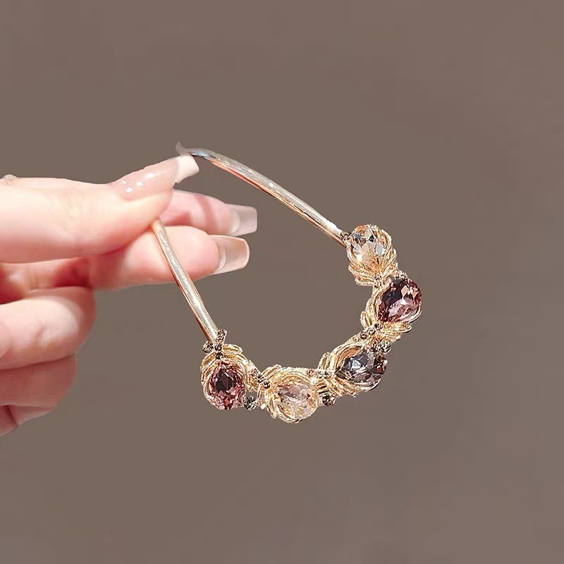 MAUROPOLI [Sẵn sàng] Phong cách mới Phong cách Hàn Quốc Kẹp tóc hình chữ U kim cương giả đẹp thời trang Tấm đầu lưng cao cấp Kẹp tóc Mũ đội đầu