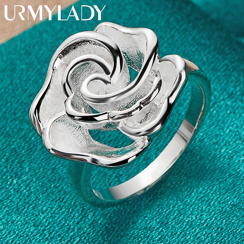 URMYLADY Nhẫn Hoa Bạc 925 Mới Cho Nữ Mỹ Thanh Lịch Trang Sức Dự Tiệc Thời Trang