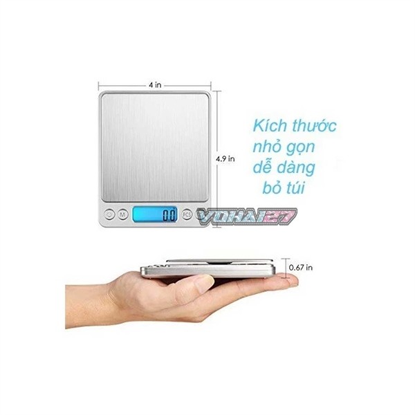Cân tiểu ly điện tử I2000 - màu inox - inox - 1 - 16.5 x 12.5 x 3 cm