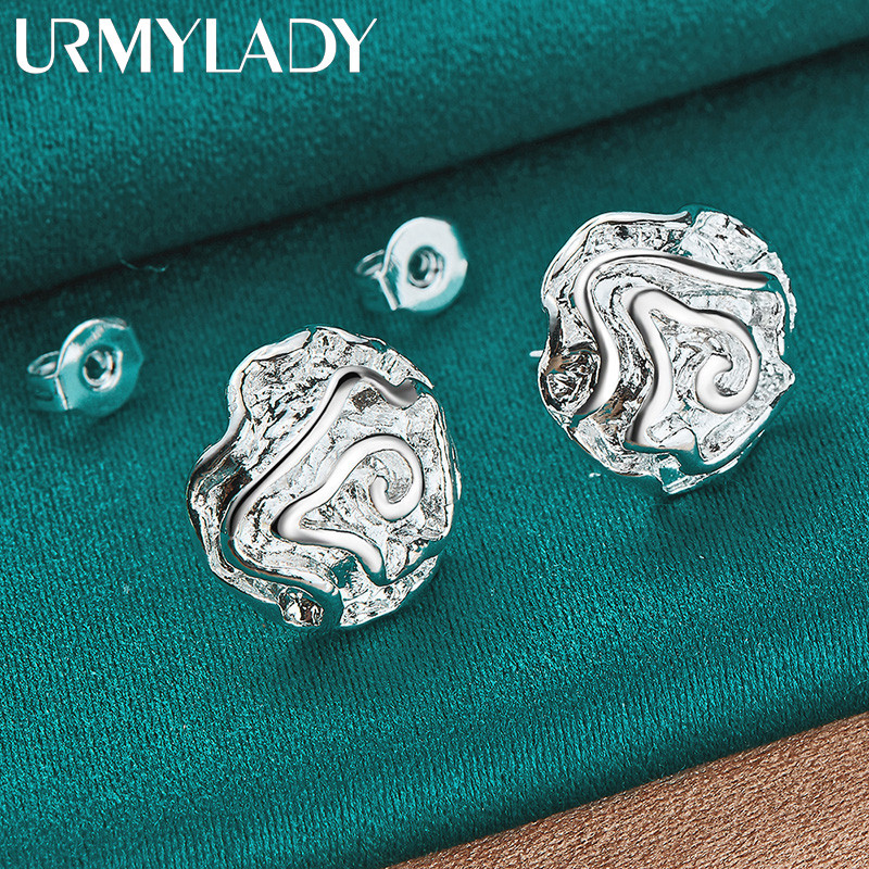 URMYLADY Bạc 925 Hoa Hồng Bông Tai Dành Cho Nữ Cưới Đính Hôn Trang Sức Thời Trang