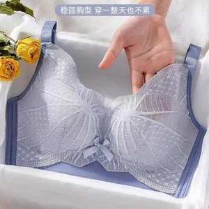 Quần lót và áo ngực nữ loại điều chỉnh, hỗ trợ không dây, chống chảy xệ, ren gợi cảm với nút bốn viền