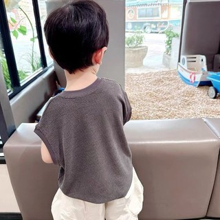 Mùa Hè Phong Cách Mới Bé Trai Bỏ Túi Áo Vest Không Tay Trẻ Em Phiên Bản Hàn Quốc Rời Mềm Mại Thoáng Khí Bé Gái Áo