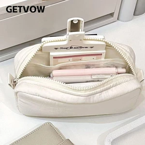 Bút chì GETVOW, Túi đựng bút thiết kế dây kéo di động, Hộp bút màu trơn dung tích lớn Trường học Văn phòng