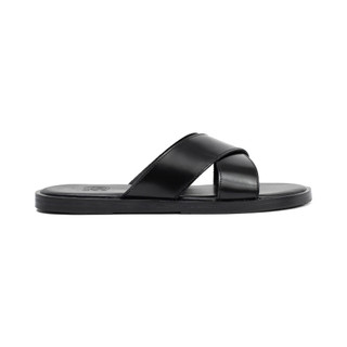 Dép da bò nam quai chéo Fttleather, dép da nam quai chéo đế phíp gỗ vibram chống trơn trượt D013