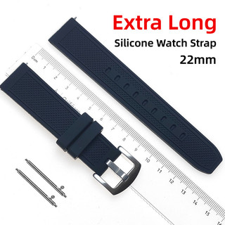22mm Kích Thước Lớn Cực Dài Dây Đeo Đồng Hồ Cao Su Silicon Đồng Hồ Vòng Tay Cho Nam Cho Đồng Hồ Thông Minh Chống Thấm Nước Phát Hành Nhanh Dây Đồng Hồ Thay Thế