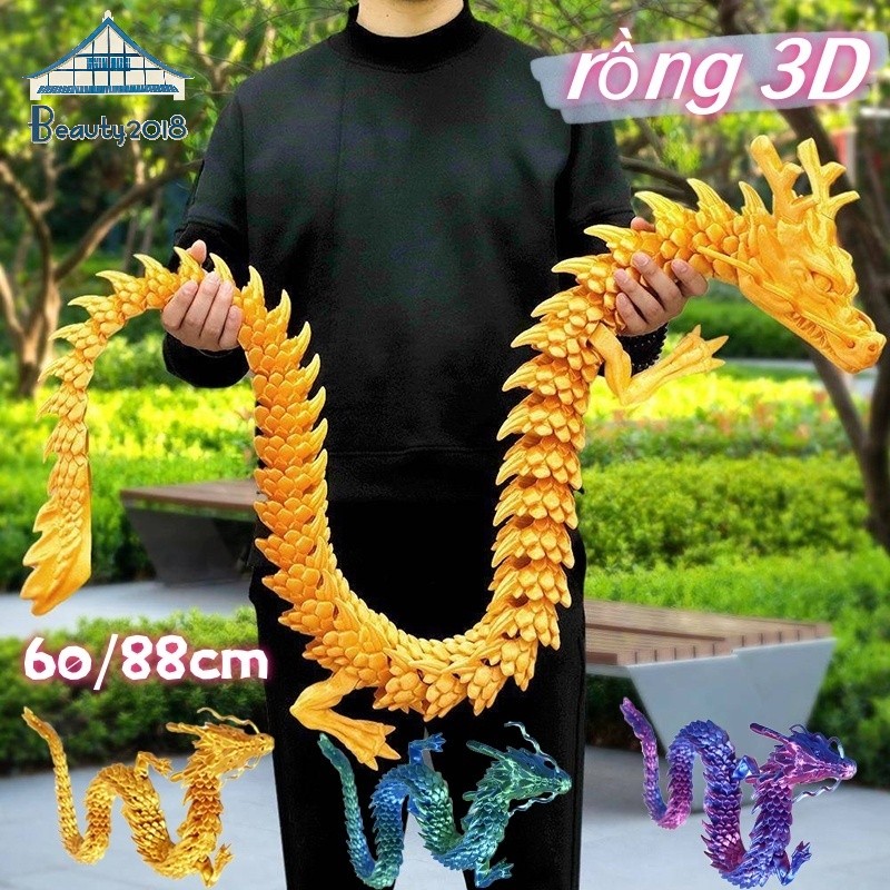 30 / 60 / 88cm 3D In Hình Rồng Lớn Di Chuyển Được Rồng Trang Trí Học ...