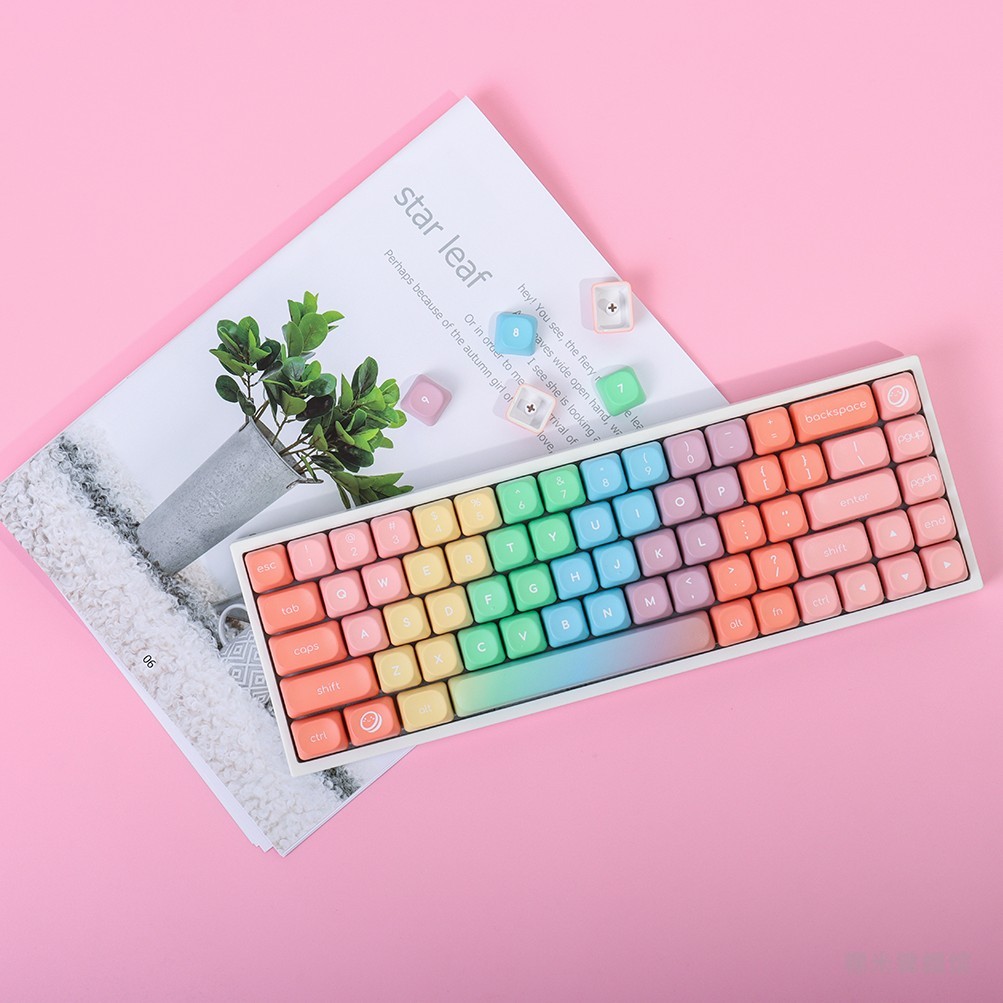 133 Phím Chuyển Màu Macaron Keycaps MOA Profile PBT Nhuộm Thăng Hoa Mũ ...