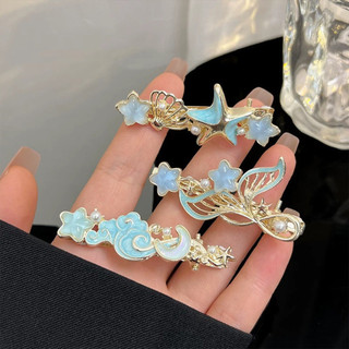 Tươi Xanh Dương Vỏ Ngọc Trai Mỏ Vịt Kẹp Nữ Tính Khí Tinh Tế Gãy Tóc Mũ Đội Đầu