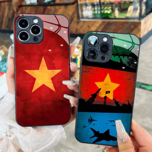 Ốp Lưng Kính Quốc Gia Ngôi Sao Đỏ Quốc Gia Cho iPhone 16 17,15 14 13 12 11 X XS XR 8 7 6 Pro Max Plus Mini 6s 6g 7g 8g 6p 7p 8p