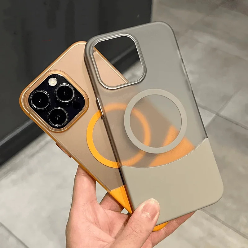 Siêu Mỏng Mờ Từ Tính Sạc Không Dây 2 TRONG 1 Ốp Lưng Trong Suốt Cho iPhone 17 Air 16 15 14 Plus 13 12 11 Pro Max Bìa Cứng