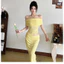 Klalien Ruched Không Đều Đầm Nữ Lưới Chắp Vá Cổ Nỉ Tay Ngắn Skinny Co Giãn Xu Hướng Thanh Lịch Dài Bodycon Trang Phục