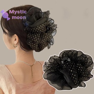 [Huyền bí] Mùa hè Lưới ngọt ngào Vải tuyn Nơ Lớn Vuốt Tóc Kẹp Dành Cho Nữ Màu Trơn Thanh Lịch Nơ Đuôi Ngựa Kẹp Phụ Kiện Mũ Đội Đầu Mới [Mới]