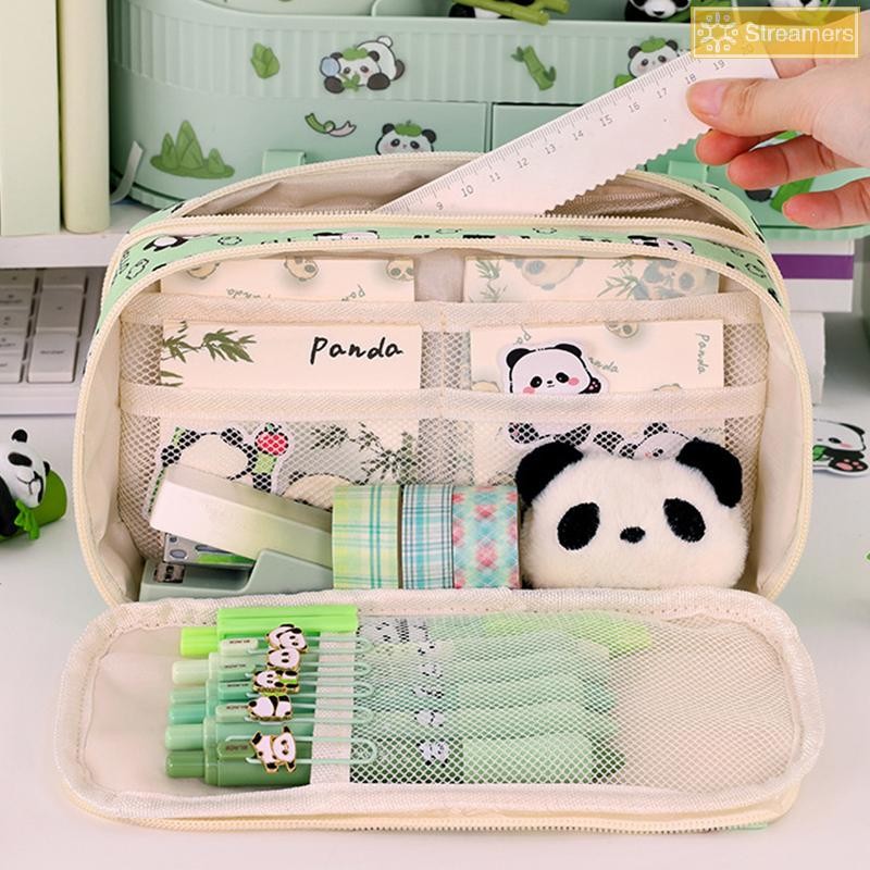 RUA Túi Đựng Bút Chì 9 Lớp Sáng Tạo Capybara / Gấu Trúc Túi Bút Dung Tích Lớn Hộp Đựng Bút Chì Chống Bụi Bẩn Văn Phòng Phẩm Tổ Chức Trường Học Văn Phòng Mới