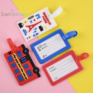 [Lostcorner] Thẻ hành lý PVC Silicone mềm Thẻ nội trú hoạt hình Vali hành lý sáng tạo ID Addres Giá đỡ thẻ lên máy bay Nhãn bay di động [Mới]