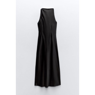 đầm Zara made in Morocco midi lụa Satin cổ yếm dáng dài quyến rũ