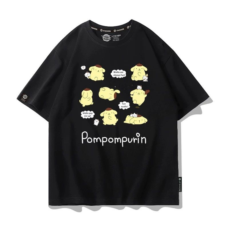 2025 Pompompurin Graphic Tee Nữ Phong Cách Nhật Bản Loose Fit Mùa Hè Áo Thường Ngày
