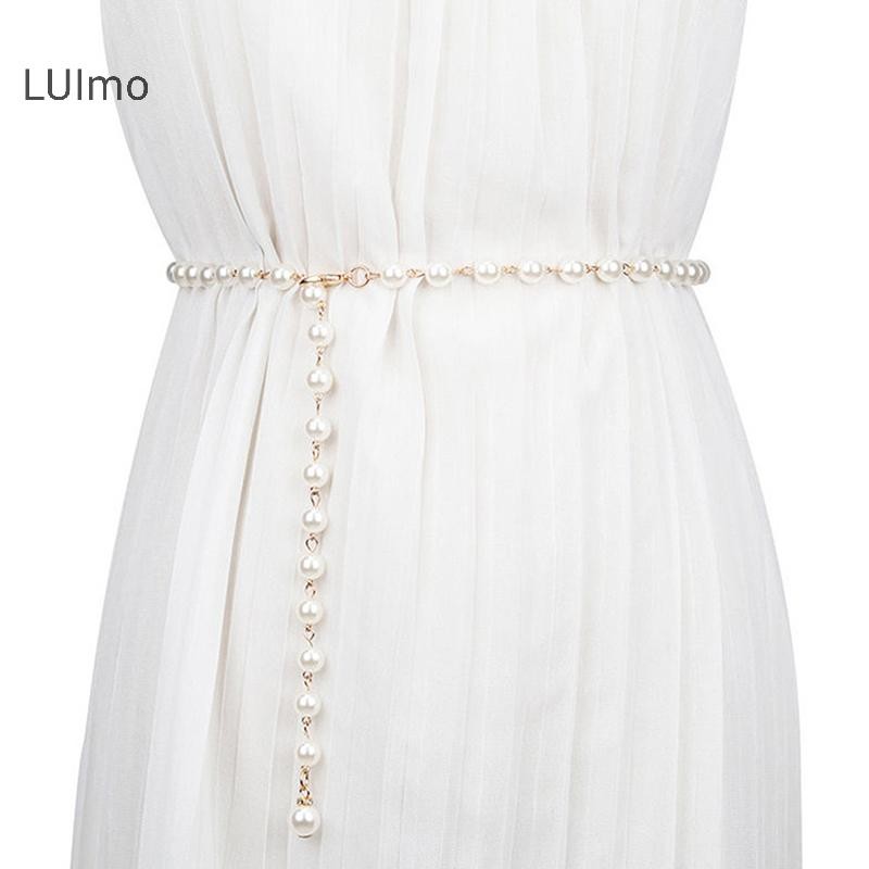 Luimo Thắt Lưng Thời Trang Nữ Thiết Kế Sang Trọng Thắt Lưng Ngọc Trai Dây Thắt Lưng Trắng Dây Chuyền Ngọc Trai Phù Hợp Với Nữ SBS
