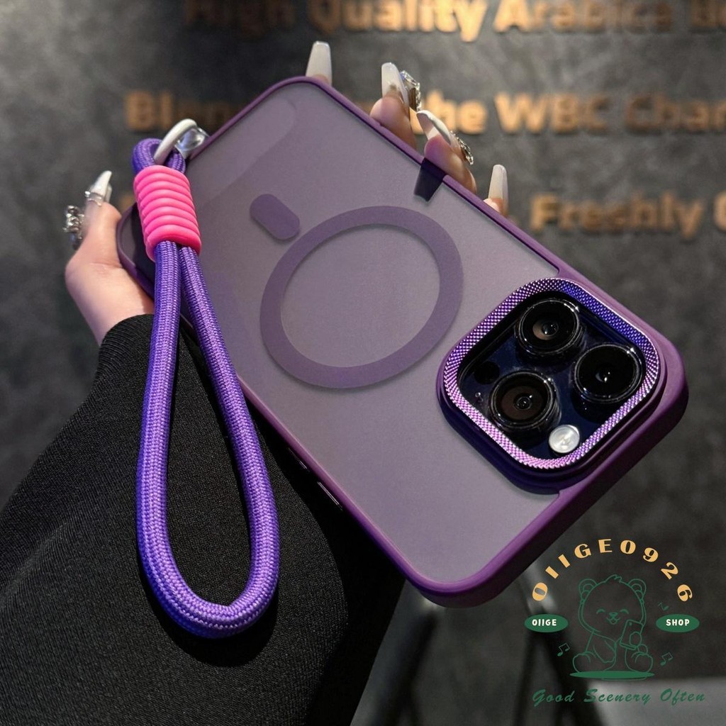 【 Ốp lưng iphone16 】 Dây buộc ống kính kim loại silicon từ tính Vỏ điện thoại mờ iphone16 Pro Max 15 14 13 12 11 cho vỏ iPhone vỏ mềm TPU + PC chống sốc