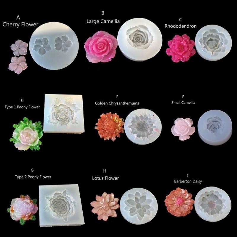 Flgo Diy Crystal Epoxy Resin Daisy Lotus Camellia Khuôn Silicon Trang Trí Nhà Cửa