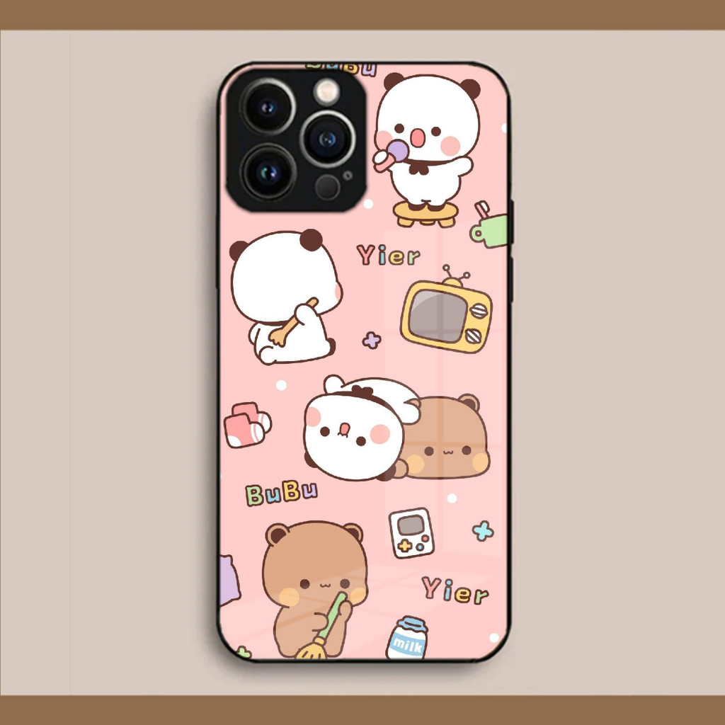 BK-10 BuBu Ngộ nghĩnh DuDu Ốp Điện Thoại Dễ Thương Cho IPhone Kính Cường Lực Mặt Sau 7 8 11 12 13 14 17,15 16 xs
 Xsmax xr (mini plus pro max)
