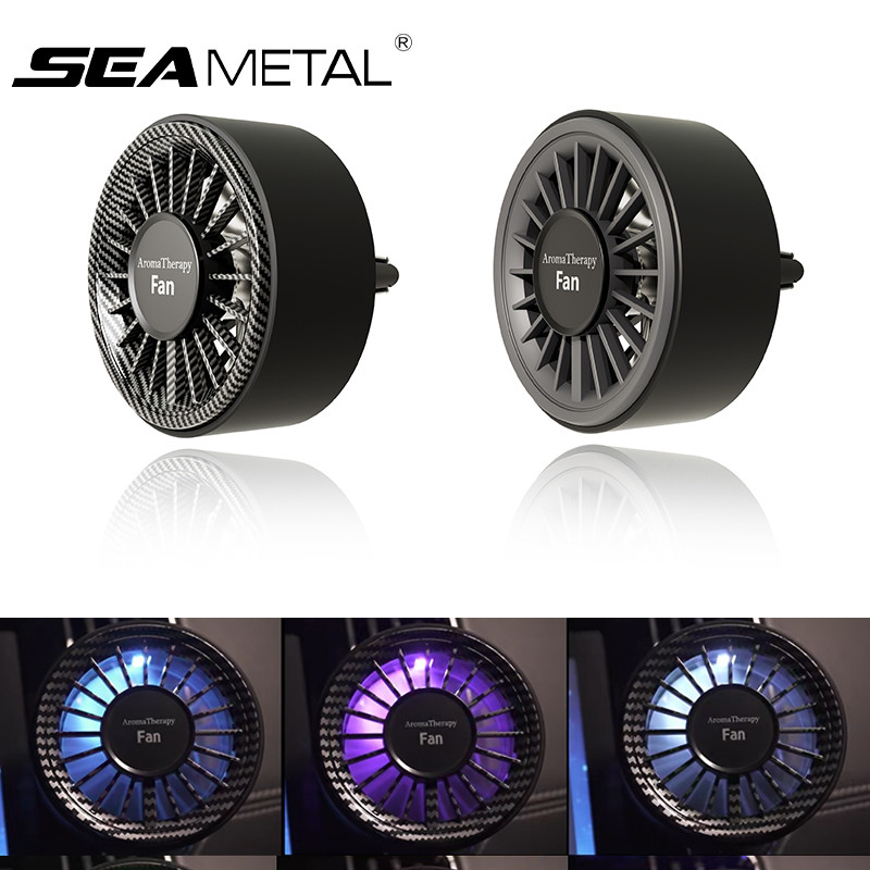 Quạt thơm ô tô SEAMETAL 360° Máy làm mát bằng hương thơm ô tô Quạt làm mát USB có thể điều chỉnh với đèn RGB xung quanh