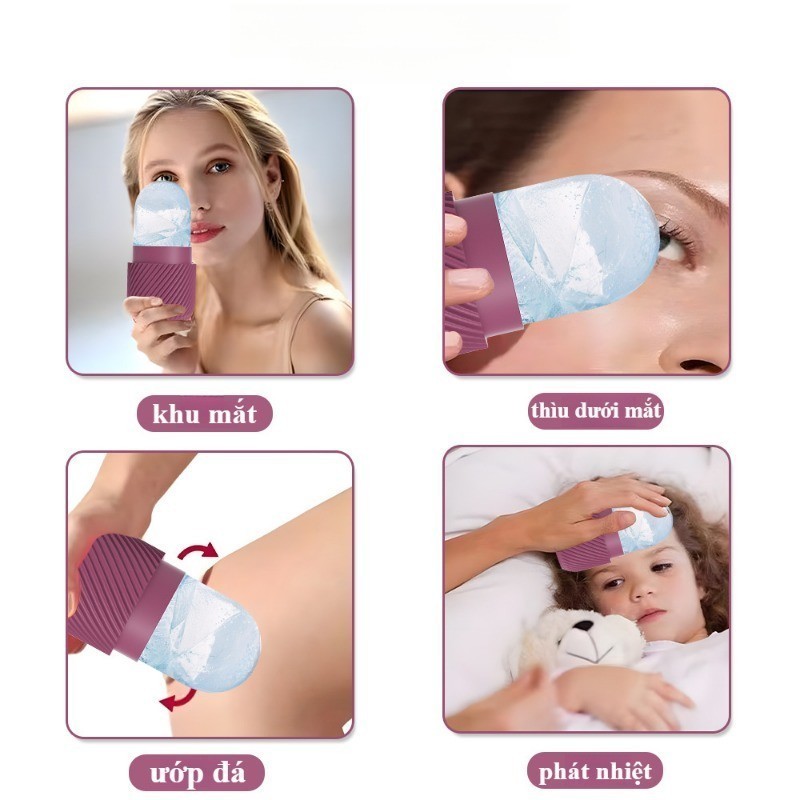 Đá Lăn Massage Mặt Bằng Silicone, Da Massage, Cho mắt, cổ, mặt, có thể tái sử dụng và chống rò rỉ