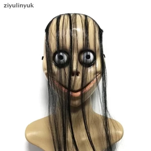 Ziyulinyuk Kinh dị Halloween mới, mặt nạ tóc dài, miệng chữ V, tóc, ma nữ, Roleplay MoMo EN