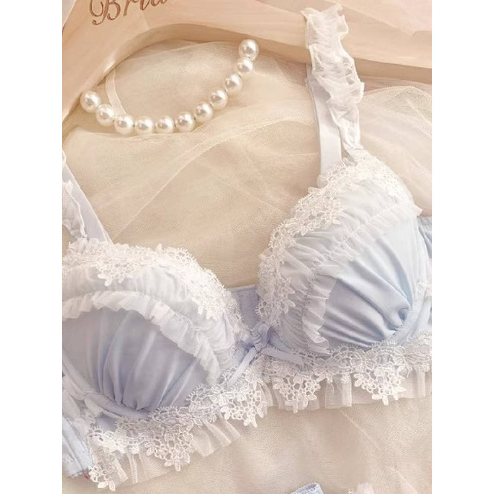 Bộ áo ngực thoải mái dễ thương Quần lót ren Nhật Bản Cốc mỏng Push-up Quần lót ngực nhỏ