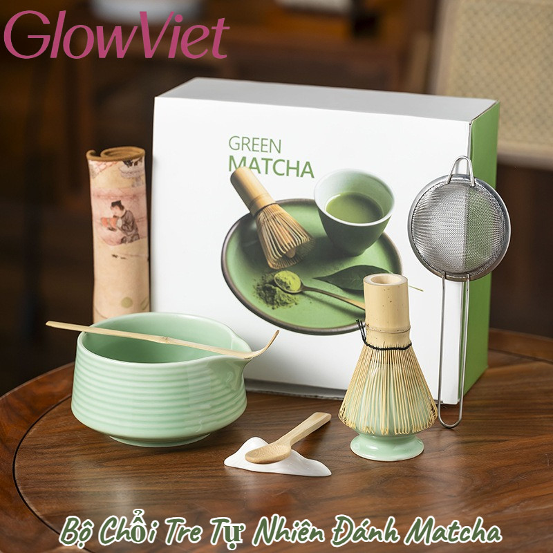 Bộ Chổi Tre Tự Nhiên Đánh Matcha, Kèm Bát & Phới, Hộp Sang Trọng, Quà Tặng Sành Điệu