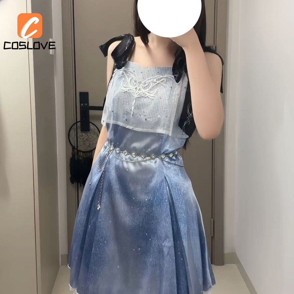 Anime Cosplay Trọn Bộ Quần Áo Váy Dài Xanh cho Trò Chơi và Biểu Diển