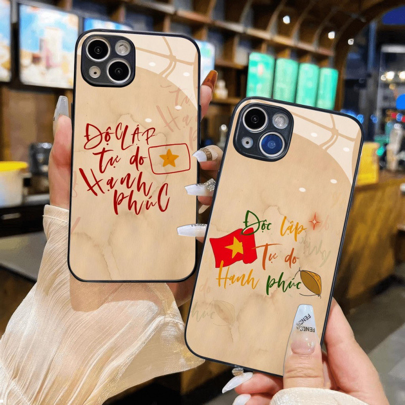 Ốp Kính Hạnh Phúc Tự Do Độc Lập Việt Nam 30 4 2 9 Cờ Đỏ Ngôi Sao Vàng Cho iPhone 16 17,15 14 13 12 11 8 7 6 6s 6p 7p 8p 6g