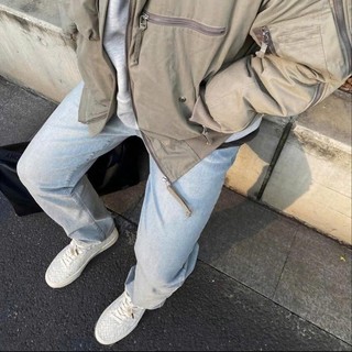 Quần jean nam amily ống suông rộng chất jean bò màu xanh sáng nhẹ không xù, CO GIÃN Denim Menswear