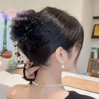 [Huyền Bí] Lưới Thời Trang Móng Vuốt Tóc Nữ Đuôi Ngựa Kẹp Mũ Đội Đầu Tính Khí Ngọc Trai sels Mũ [Mới]