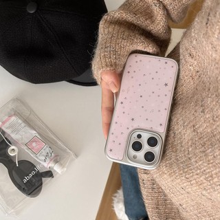 Ốp Lưng Cứng Tương Thích Với iPhone 13 13Pro 13ProMax 14 14Pro 14ProMax 15 15Pro 15ProMax 16 16Pro 16ProMax Ốp Họa Tiết Ngôi Sao Màu Hồng