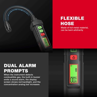 Máy dò rò rỉ khí cầm tay HABOTEST HT61L Máy kiểm tra khí đốt metan Máy phân tích nồng độ khí di động với màn hình kỹ thuật số Dụng cụ rò rỉ đồng hồ đa chức năng Báo động âm thanh