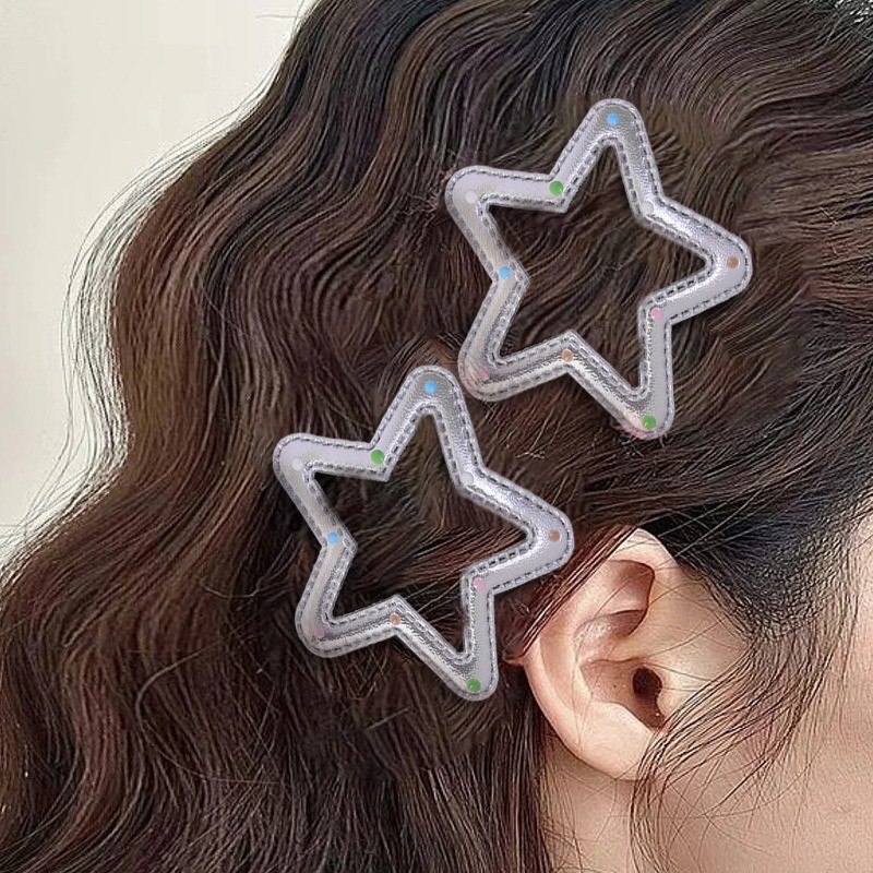2 Chiếc Kẹp Tóc Nữ Chấm Nhiều Màu Bạc - Giá Đỡ Đuôi Ngựa Cho Bé Gái - Phụ Kiện Tóc Thanh Lịch - Ngọt Ngào, Phong Cách YK2, Thời Trang, Phong Cách INS Hàn Quốc - BB Barrettes Phổ Biến