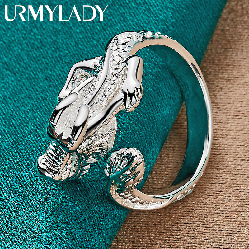URMYLADY Bạc 925 Rồng Có Thể Điều Chỉnh Nhẫn Nam Tiệc Cưới Thời Trang Quyến Rũ Trang Sức